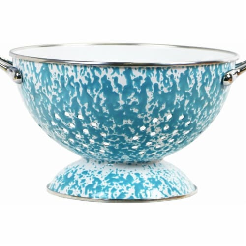Reston Lloyd 80772 3.qt. Enamel Colander, Turquoise Marble Perspective: front