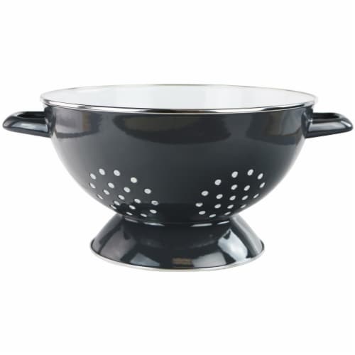 Reston Lloyd 88611 5 qt. Enamel Colander  Charcoal Perspective: front