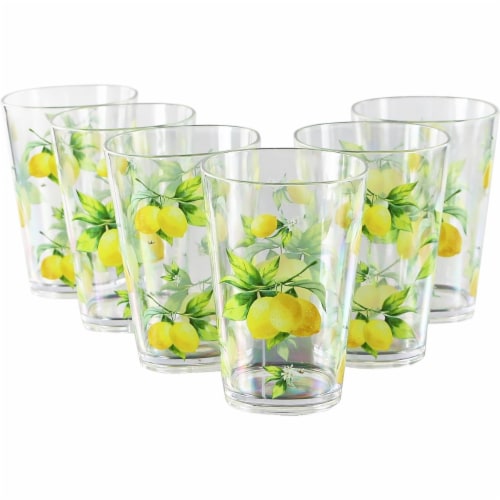 Reston Lloyd 95419 6pc Acrylic Drinkware Set 8oz Fresh Lemons Perspective: front