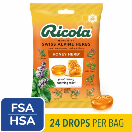 Ricola Honey Herb Soothing Cough Drops - Throat Relief & Cough Suppressant Perspective: front