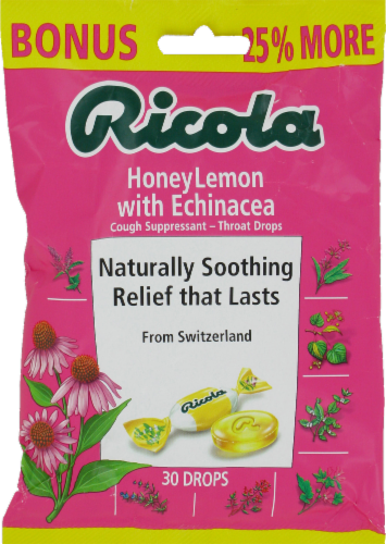 Ricola Honey Lemon With Echinacea Drops Perspective: front