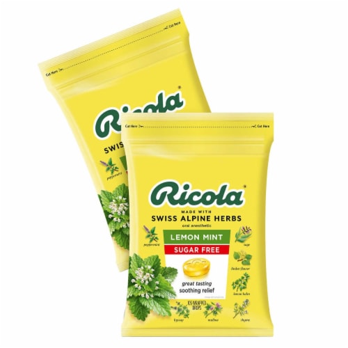 Ricola Big Bag Sugar Free Cough Drops Drops 2245, Lemon, lemon mint, 45  Count, pack of 1