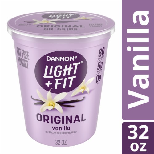 Light + Fit Nonfat Gluten-Free Vanilla Yogurt Tub Perspective: front