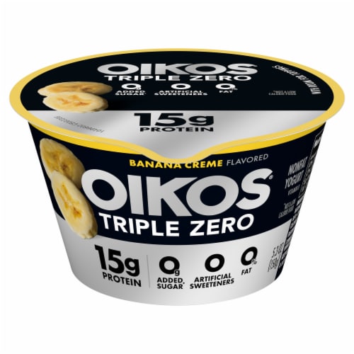 Oikos® Triple Banana Crème Nonfat Greek Yogurt Perspective: front