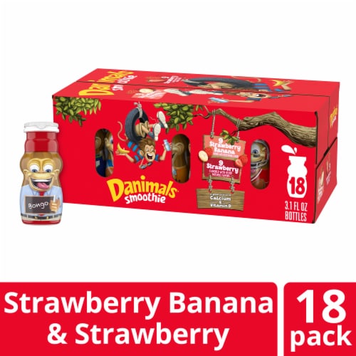 Danimals® Strawberry & Strawberry Banana Yogurt Smoothies Variety Pack Perspective: front