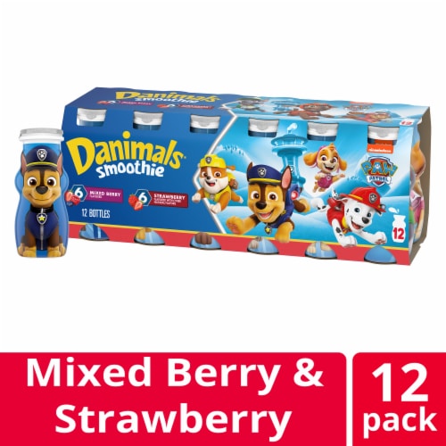 Danimals® Strawberry Explosion and Incredible Berry Smoothies Perspective: front