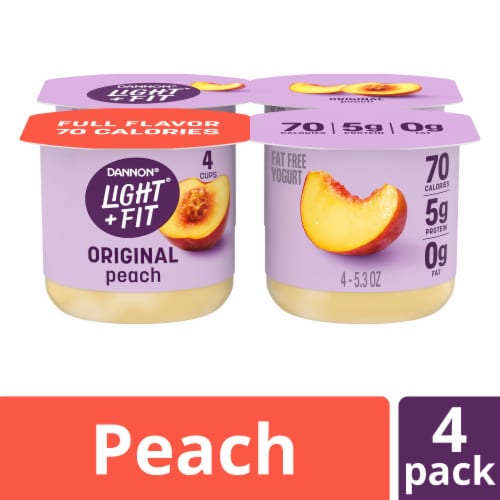 Light + Fit Nonfat Gluten-Free Peach Yogurt Cups Perspective: front