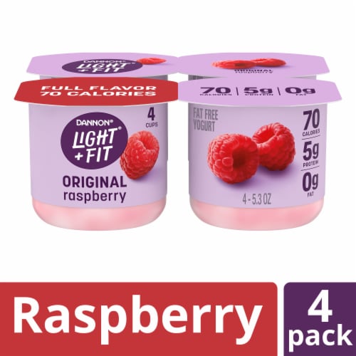 Light + Fit Nonfat Gluten-Free Raspberry Yogurt Cups Perspective: front