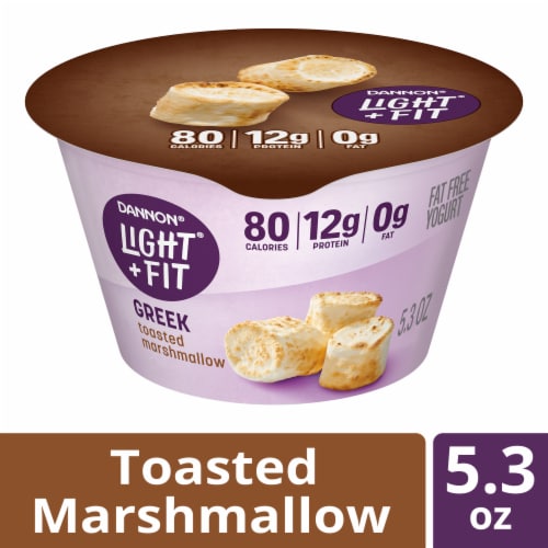 Dannon Light + Fit Toasted Marshmallow Greek Fat Free Yogurt Cup Perspective: front