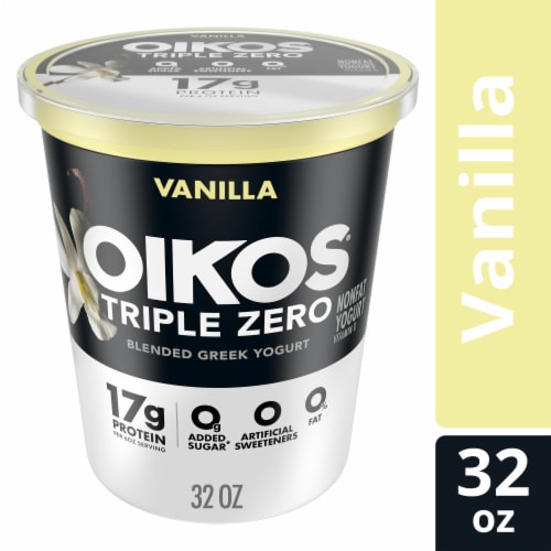 Oikos Triple Zero Vanilla Greek Yogurt Tub