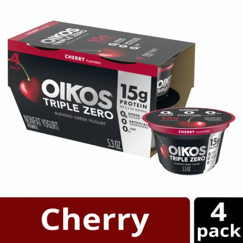 Oikos® Triple Zero Cherrry Blended Nonfat Greek Yogurt Cup Perspective: front