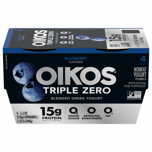 Oikos® Triple Zero Nonfat Blueberry Greek Yogurt Perspective: front