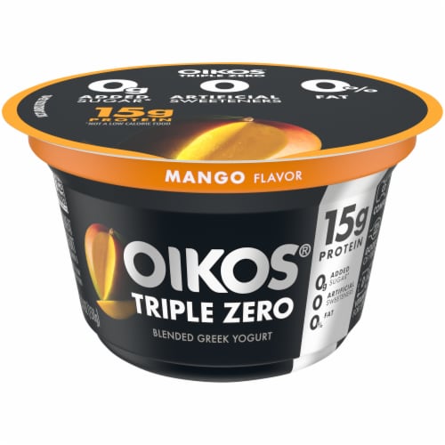 Oikos® Triple Zero Mango Blended Greek Nonfat Yogurt Perspective: front