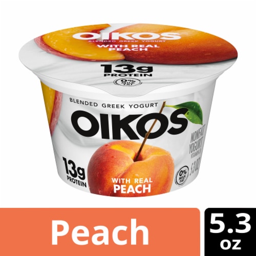 Oikos® Peach Blended Greek Yogurt Cup Perspective: front