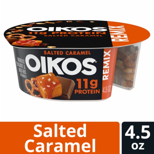 Oikos Mix-In Caramel Yogurt Cup Perspective: front