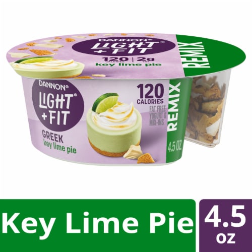 Dannon Light + Fit REMIX Key Lime Pie Nonfat Greek Yogurt Cups with Mix-Ins Perspective: front