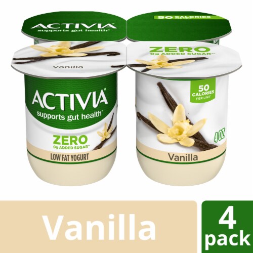 Activia Vanilla Probiotic Nonfat Yogurt Cups Perspective: front