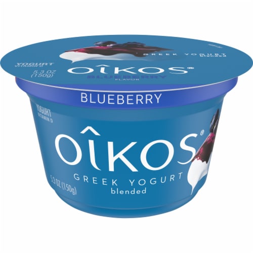 Dannon Oikos Blueberry Tart Greek Yogurt Perspective: front