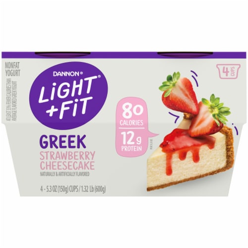 Light + Fit® Strawberry Cheesecake Nonfat Greek Yogurt Cups Perspective: front