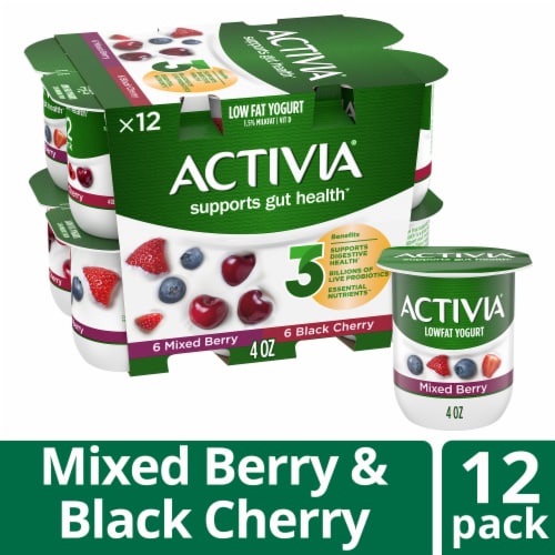 Activia® Mixed Berry & Black Cherry Lowfat Probiotic Yogurt Perspective: front