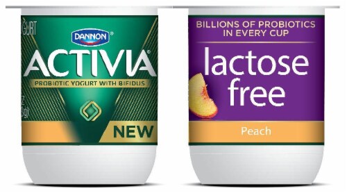 Activa® Peach Probiotic Lactose Free Low Fat Yogurt Cups Perspective: front