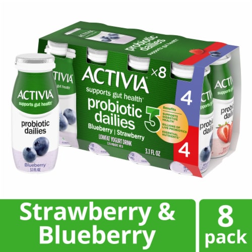 Activa® Probiotic Dailies Strawberry & Blueberry Yogurt Drink Variety Pack Bottle Perspective: front
