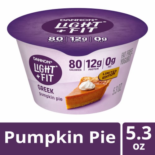 Dannon Light + Fit Pumpkin Pie Greek Fat Free Yogurt Cup Perspective: front