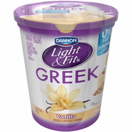 Light + Fit Vanilla Nonfat Greek Yogurt Tub Perspective: front