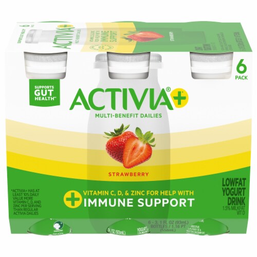 Activa® Strawberry Probiotic Low Fat Yogurt Drinks Perspective: front