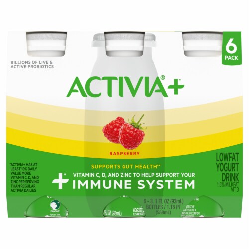 Activia®+ Raspberry Lowfat Yogurt Drink Perspective: front