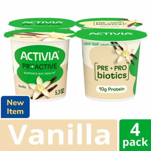 Activia Proactive Vanilla Probiotic Yogurt Cups Perspective: front