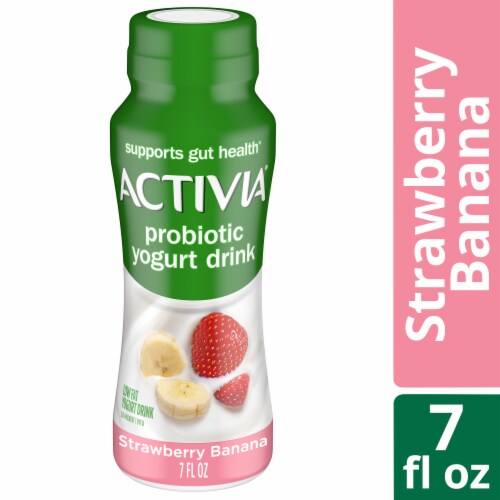 Activia Probiotic Strawberry Banana Dairy Drink Bottle Perspective: front