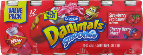 Danimals Limited Edition Kids Low Fat Yogurt Smoothies Perspective: front