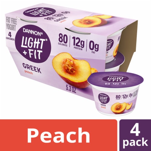 Dannon Light + Fit Peach Flavored Greek Fat Free Yogurt Cups Perspective: front