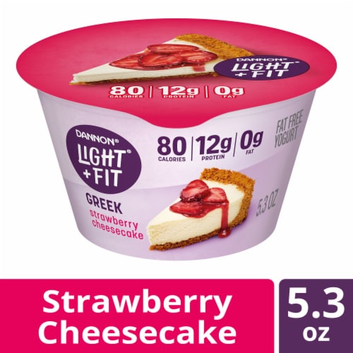 Dannon Light + Fit Strawberry Cheesecake Greek Fat Free Yogurt Cup Perspective: front