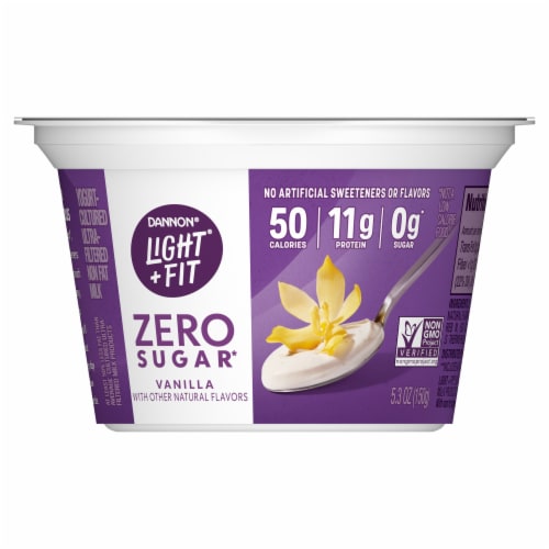 Light + Fit Zero Sugar Vanilla Ultra-Filtered Nonfat Yogurt Cup Perspective: front