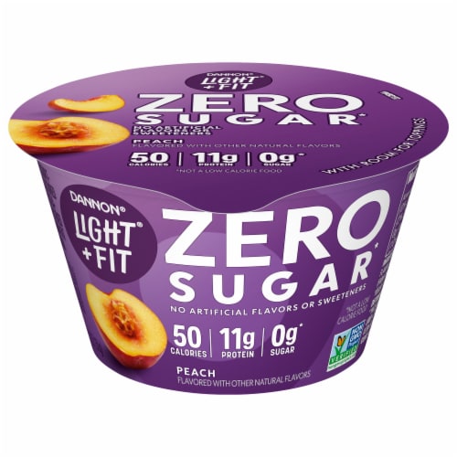 Light + Fit Zero Sugar Peach Ultra-Filtered Nonfat Yogurt Cup Perspective: front