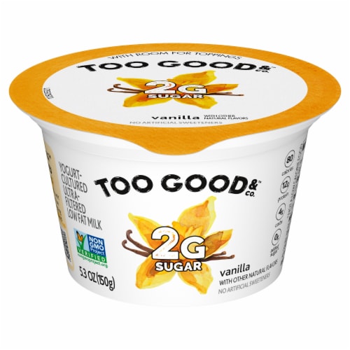 Too Good & Co. Vanilla Yogurt-Cultured Ultra-Filtered Low Fat Milk Product Cup Perspective: front
