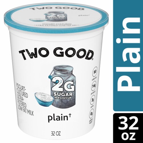 Too Good & Co. Plain Low Fat Lower Sugar Gluten Free Greek Yogurt Tub Perspective: front