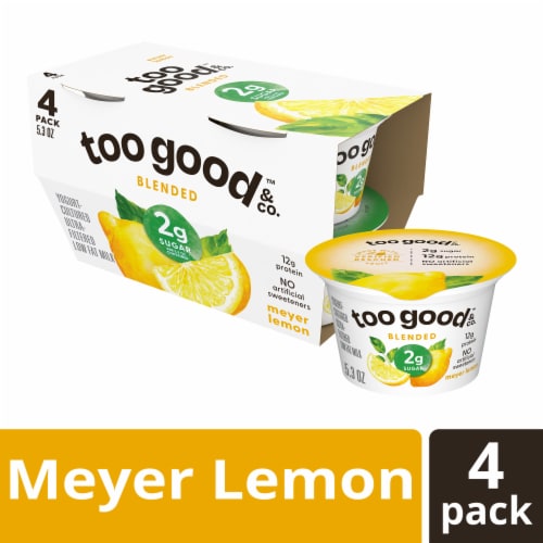 Two Good Ultra-Filtered Meyer Lemon Lowfat Greek Yogurt Cup Cups Perspective: front