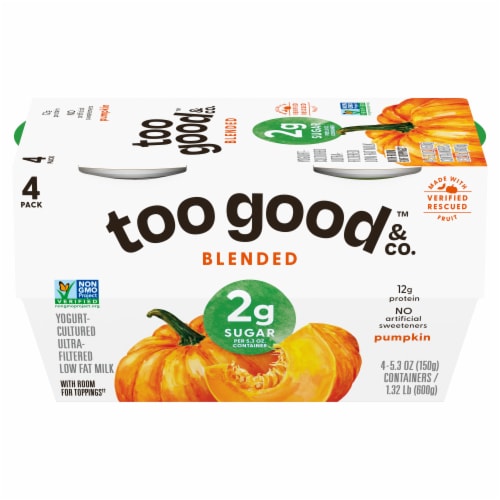Too Good & Co. Good Save Pumpkin Low Fat Lower Sugar Gluten Free Greek Yogurt Cups Perspective: front