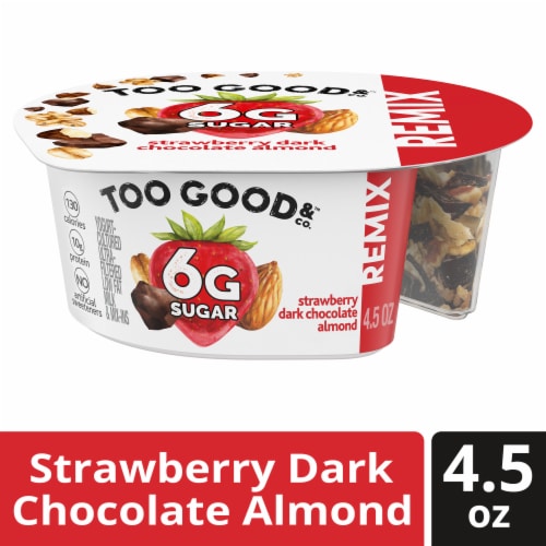 Too Good & Co. REMIX Strawberry Dark Chocolate Almond Flavored Low Fat Yogurt-Cultured Low Fat Milk Perspective: front