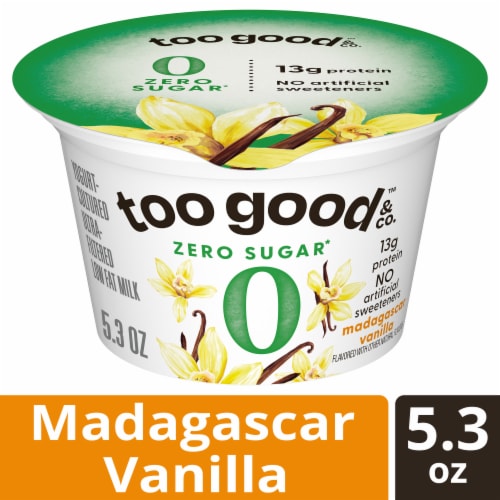 Too Good & Co. Madagascar Vanilla Zero Sugar Gluten Free Greek Yogurt Perspective: front