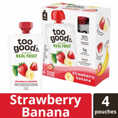 Too Good & Co. Kids Strawberry Banana Yogurt Pouch Perspective: front