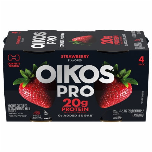 Oikos Pro® Strawberry Flavored Yogurt Cups Perspective: front