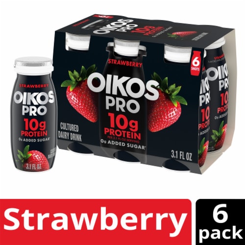 Oikos Pro Shots Strawberry Dairy Drink Perspective: front