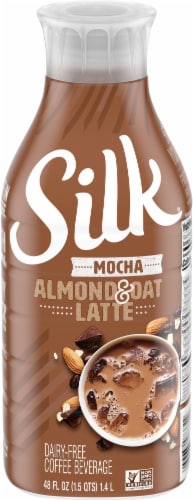 Silk Mocha Almond & Oat Latte Dairy-Free Coffee Beverage Perspective: front