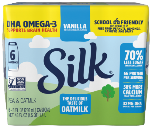 Silk Vanilla DHA Omega-3 Pea & Oatmilk Perspective: front