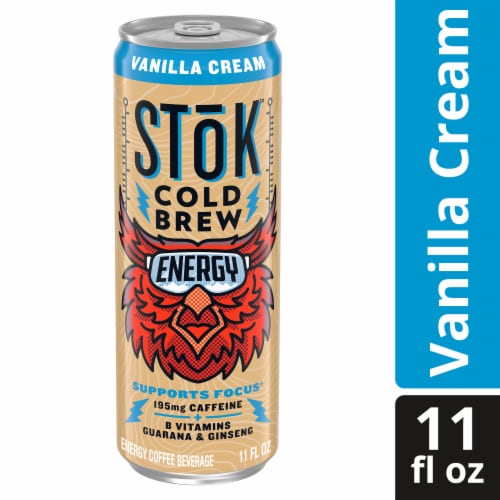 Stok™ Vanilla Cream Cold Brew Energy Drink Can Perspective: front