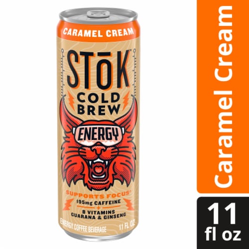 Stok™ Caramel Cream Cold Brew Energy Drink Can Perspective: front